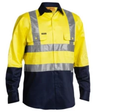 Bisley BS6267T 2 Tone Hi Vis Drill Shirt 3m Reflective Tape - Long Sleeve