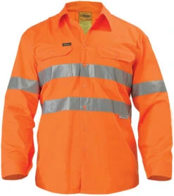 Bisley BS6897 Cool Lightweight Gusset Cuff Hi Vis Shirt 3m Reflective Tape - Long Sleeve