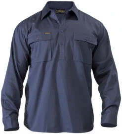 Bisley BSC6433 Closed Front Cotton Drill Shirt - Long Sleeve -Bisley Shop BSC6433 3