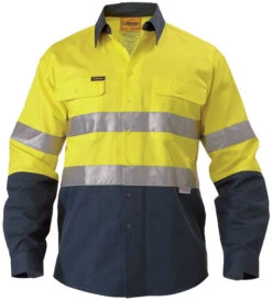 Bisley BT6456 2 Tone Hi Vis Shirt 3m Reflective Tape - Long Sleeve -Bisley Shop BT6456 2