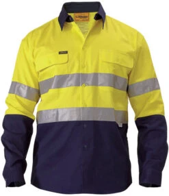 Bisley BT6456 2 Tone Hi Vis Shirt 3m Reflective Tape - Long Sleeve