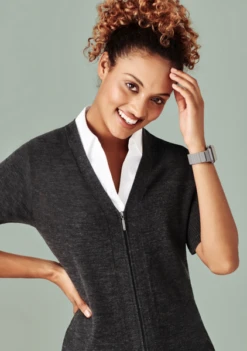 Biz Collection CK962LC S/S Zip Front Knit Cardigan -Bisley Shop CK962LC 2