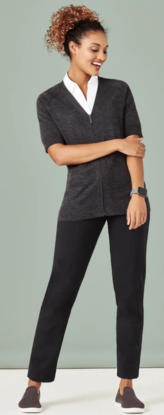 Biz Collection CK962LC S/S Zip Front Knit Cardigan