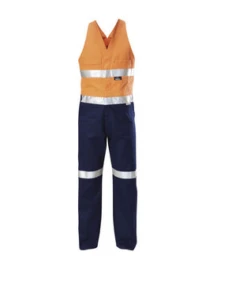 Hard Yakka Y01055 Hi-Visibility Two Tone Cotton Drill Action Back Overall With Tape