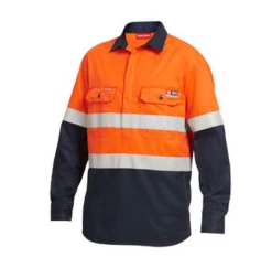 Hard Yakka Y04550 Hi-Vis Spliced Closed Front LS Shirt With FR Tape