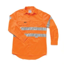 Hard Yakka Y07227 Hi-Visibility Cotton Drill Shirt With 3M Tape Long Sleeve - Hoop