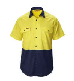 Hard Yakka Y07559 Koolgear Hi-Visibility Two Tone Cotton Twill Ventilated Shirt Short Sleeve -Bisley Shop Y07559 1