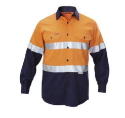 Hard Yakka Y07990 Mens Hi- Vis 2T Cotton Drill Shirt Taped LS -Bisley Shop Y07990 2